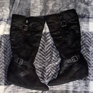 Wedge Boots with Buckle & Strap Cute Statement Ankle